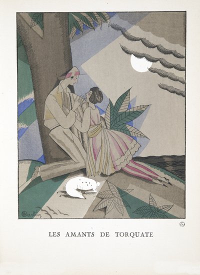 Les Amants de Torquate, fra en samling av moteplater, 1921 (stensiltrykk) av Charles Martin