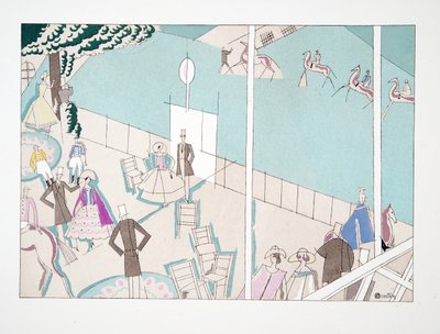 The Races from Sports & Entertainment, pub. 1914 (stensiltrykk) av Charles Martin