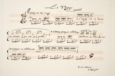Musikalsk partitur for Le Tango, fra Sports & Entertainment, pub. 1914 (stensiltrykk) av Charles Martin