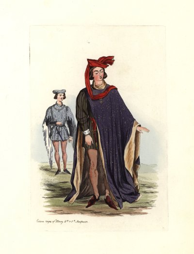 Typisk mannsdrakt under kong Henry IV og Henry V, illustrasjon fra 