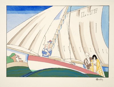 Yachting fra Sports & Entertainment, pub. 1914 (stensiltrykk) av Charles Martin