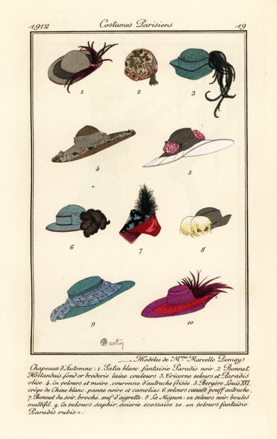 hattedesign av milliner Marcelle. Demay av Charles Martin