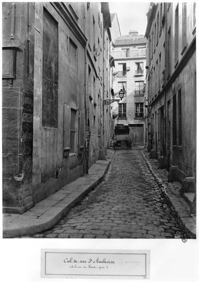 Cul-de-sac Saint-Ambroise, fra rue du Haut-Pave, Paris, 1858-78 av Charles Marville