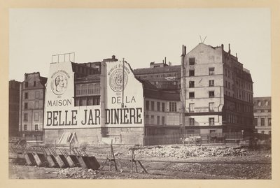 La Belle Jardinière: butikken i rue de la Cité under rivingen, Paris av Charles Marville