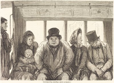 Interiør i en omnibus [nedre halvdel] av Charles Maurand after Honoré Daumier
