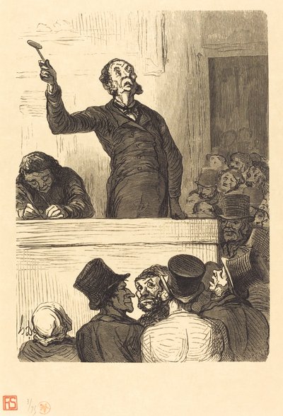 Auksjonshuset: Auksjonarius av Charles Maurand after Honoré Daumier