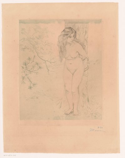 Eva lener seg mot et tre av Charles Maurin (signed by artist)