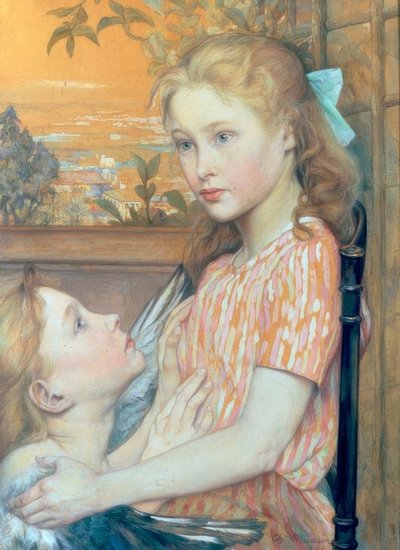 Ung jente med skytsengel av Charles Maurin