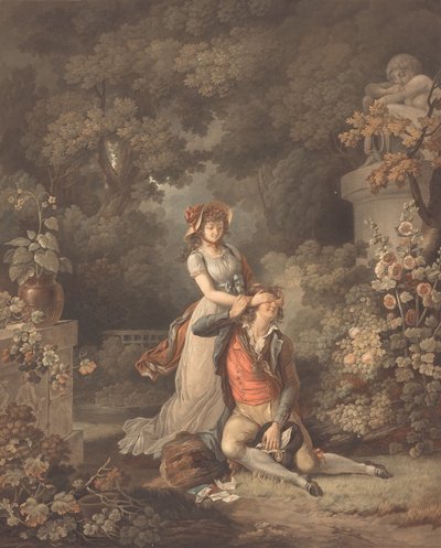 Den overraskede elskeren. av Charles Melchior Descourtis