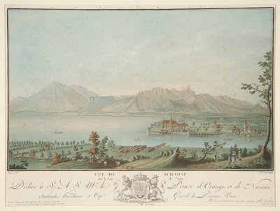 Utsikt fra Schadau ved Thunsjøen (etter Clement) av Charles Melchior Descourtis