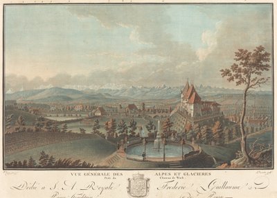 Generell utsikt over Alpene og isbreene av Charles Melchior Descourtis