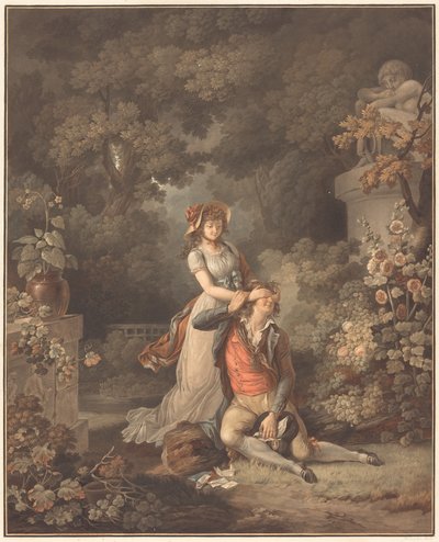 Den overraskede elskeren av Charles Melchior Descourtis after Jean Frederic Schall