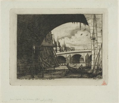 En bue av Pont Notre-Dame, Paris av Charles Meryon
