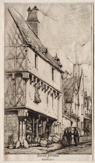Et gammelt hus i Bourges, noen ganger kalt musikerens hus av Charles Meryon