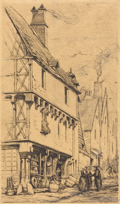 Et gammelt hus i Bourges, kalt «Musikerens hus» av Charles Meryon