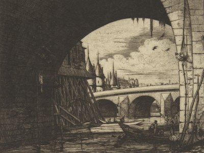 Archway, Pont Notre-Dame, Paris, 1853. av Charles Meryon