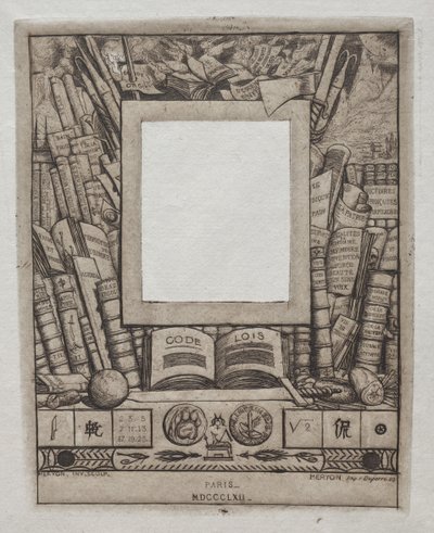 Design for en ramme for portrett av Armand Guéraud av Charles Meryon