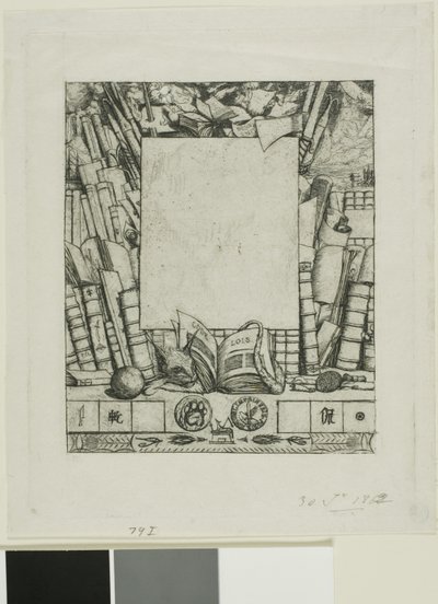 Design for en ramme for portrettet av Armand Guéraud av Charles Meryon