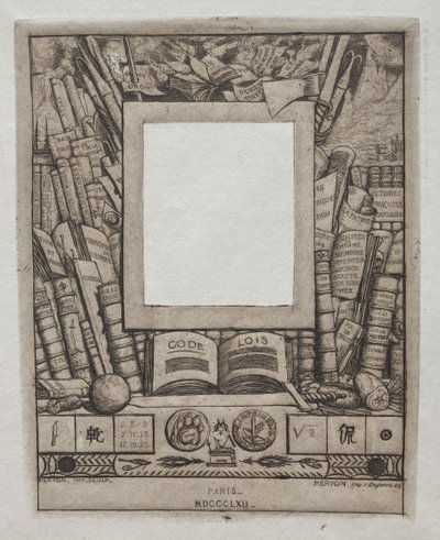 Design for en ramme for portrettet av Armand Guéraud, 1862. av Charles Meryon