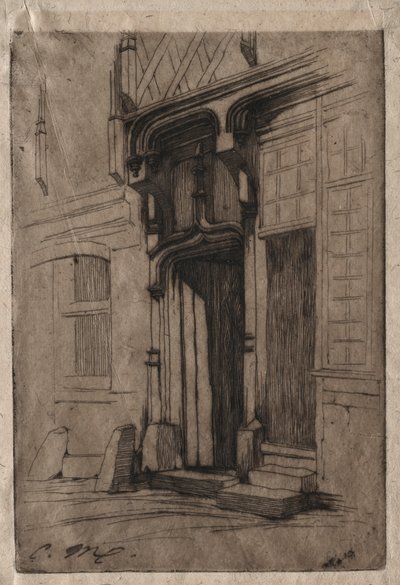 Døråpning til et gammelt kloster i Rue Mirabeau, Bourges av Charles Meryon