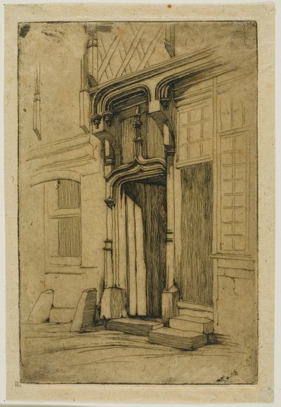 Døråpning til et gammelt kloster, i rue Mirabeau, Bourges av Charles Meryon
