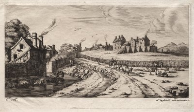 Inngang til Faubourg, Saint-Marceau, Paris av Charles Meryon
