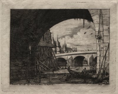 Etchings of Paris: An Arch of the Notre Dame Bridge, 1853. av Charles Meryon