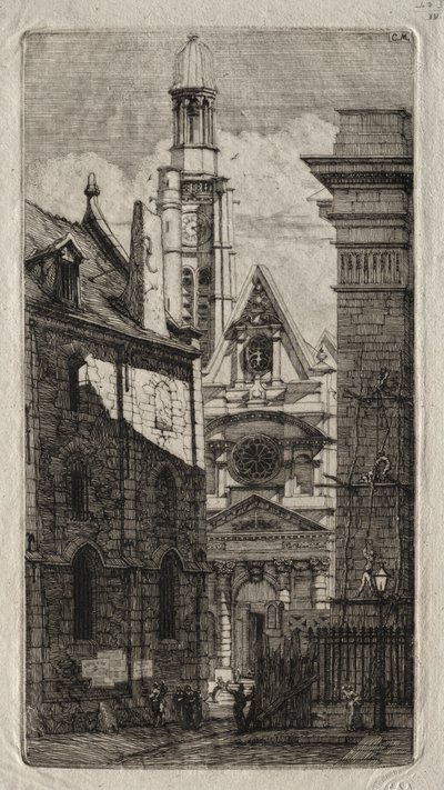 Etsninger av Paris: Kirken St. Stephen of the Mount av Charles Meryon