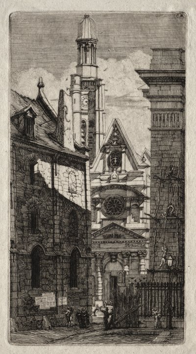 Etsninger av Paris: Kirken St. Stephen of the Mount av Charles Meryon