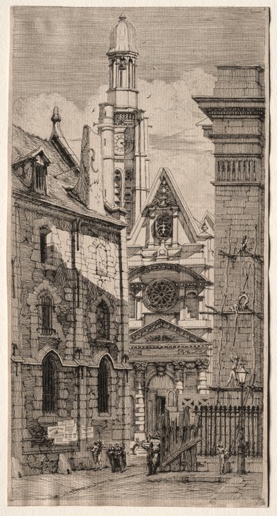 Etsninger av Paris: Kirken St. Stephen of the Mount av Charles Meryon