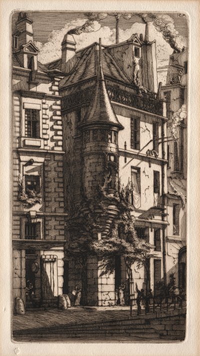 Etchings of Paris: House with a Turret, Weavers' Street av Charles Meryon
