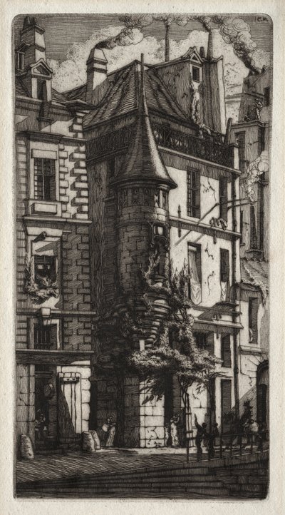 Etchings of Paris: House with a Turret, Weavers Street, 1852. av Charles Meryon