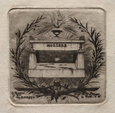 Etsninger av Paris: Molières grav på Pere Lachaise kirkegård, 1854. av Charles Meryon