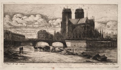 Etsninger av Paris: Apsiden til katedralen i Notre Dame av Charles Meryon
