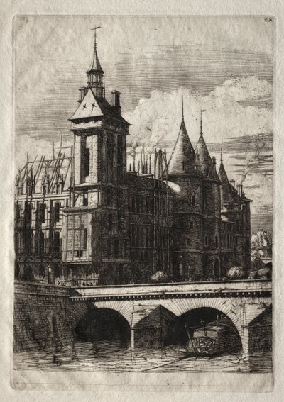 Etsninger av Paris: Klokketårnet, 1852. av Charles Meryon