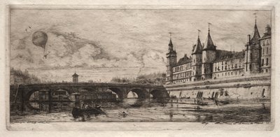 Etsninger av Paris: Byttebroen av Charles Meryon