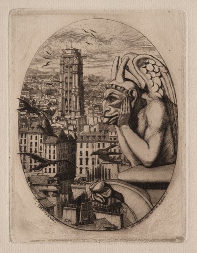 Etsninger av Paris: Gargoylen av Charles Meryon