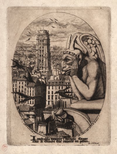 Etsninger av Paris: Gargoylen av Charles Meryon