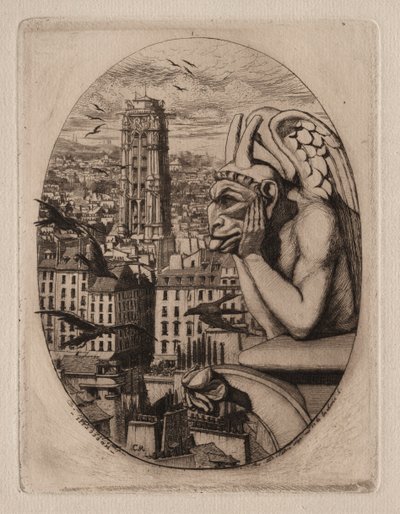 Etchings of Paris: The Gargoyle, 1853. av Charles Meryon