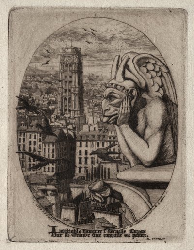 Etchings of Paris: The Gargoyle, 1853. av Charles Meryon