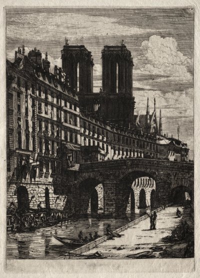Etsninger av Paris: Den lille broen av Charles Meryon