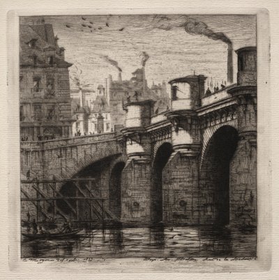 Etsninger av Paris: Den nye broen av Charles Meryon