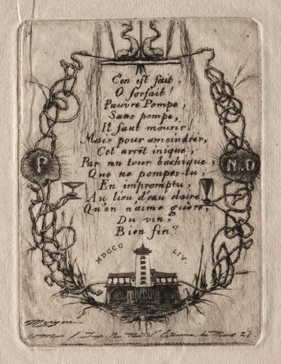 Etsninger av Paris: Notre Dame-pumpen, liten plate, 1854. av Charles Meryon