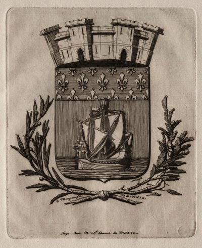 Etchings of Paris: The Symbolical Arms of the City of Paris, 1854. av Charles Meryon