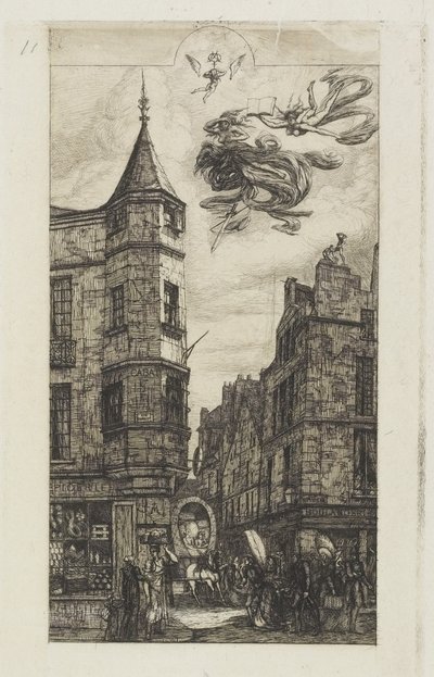 Hus med et tårn, nr. 22, 1861 av Charles Meryon