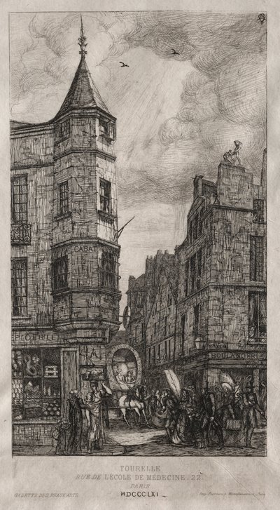 House with a Turret, gate nr. 22 på School of Medicine av Charles Meryon