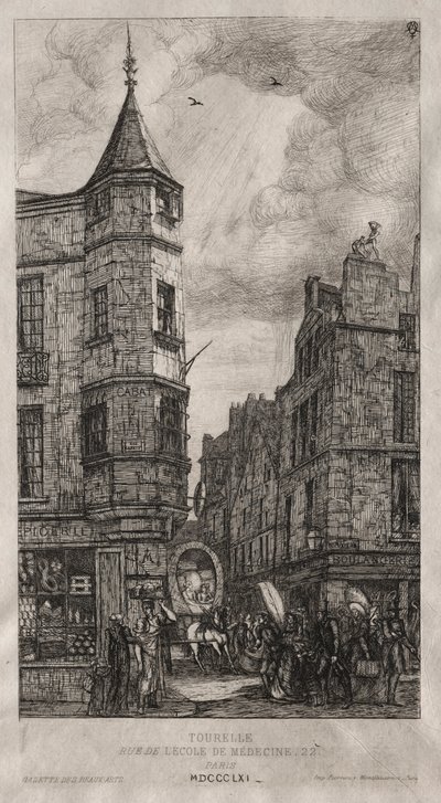House with a Turret, gate nr. 22 ved School of Medicine, 1861. av Charles Meryon