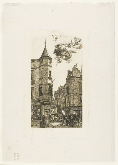 Hus med tårn, nr. 22, rue de l#39;Ecole de Médecine, Paris (kalt Marats tårn) av Charles Meryon