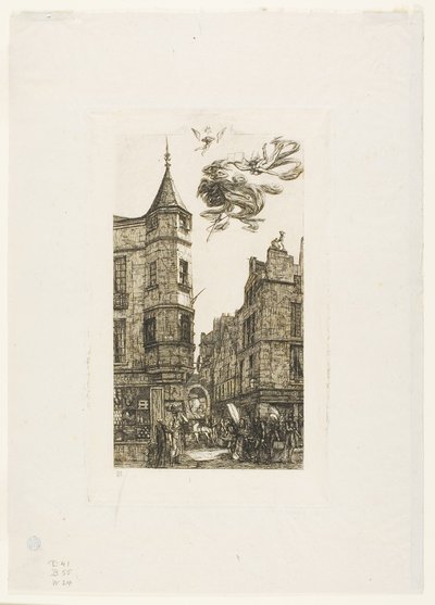 Hus med tårn, nr. 22, rue de l#39;Ecole de Médecine, Paris (kalt Marats tårn) av Charles Meryon