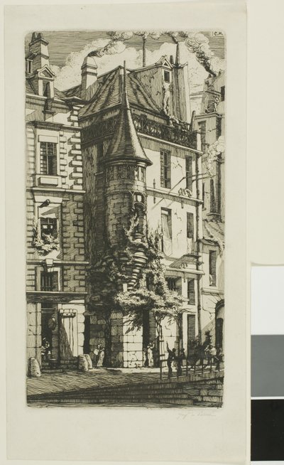 Hus med et tårn, rue de la Tixéranderie, Paris av Charles Meryon